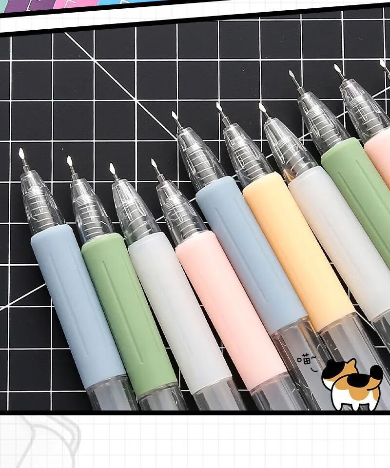 然修(ranxiu) 刻刀笔高颜值莫兰迪色ins风裁纸拆快递美工刀按动刻笔刀