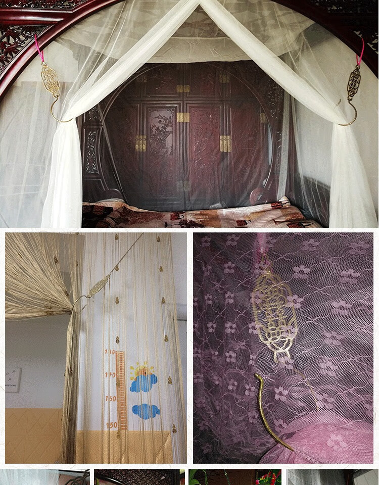 黄铜中老式复古家用宫廷床窗门帘明清蚊帐钩仿古抓手古典床帘 升级