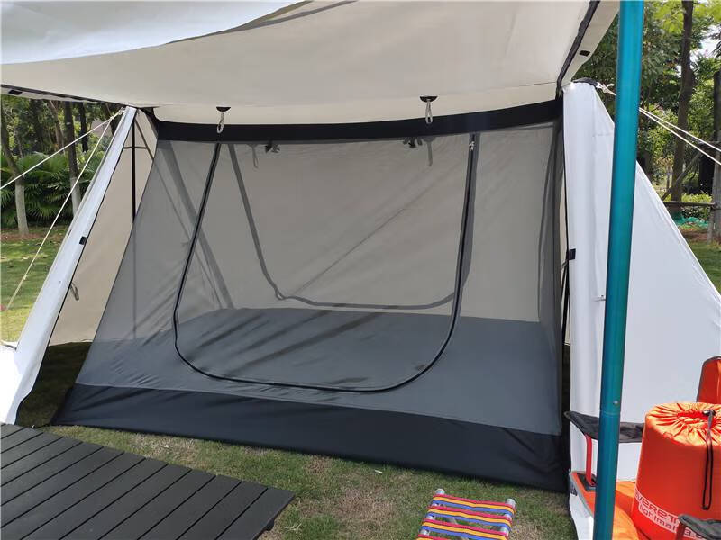 免搭建 便携式野外生存军幕帐篷遮阳棚防蚊虫烟窗口帐篷双人帐篷 咖啡