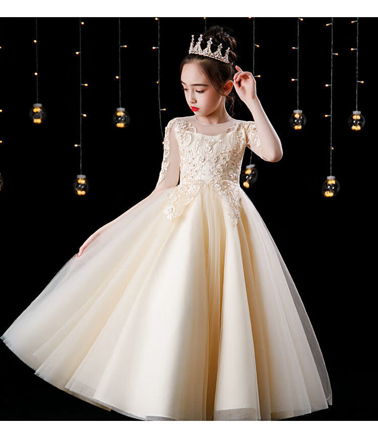 公主裙女童生日儿童高端走秀礼服小女孩花童婚礼主持人钢琴演出服8816