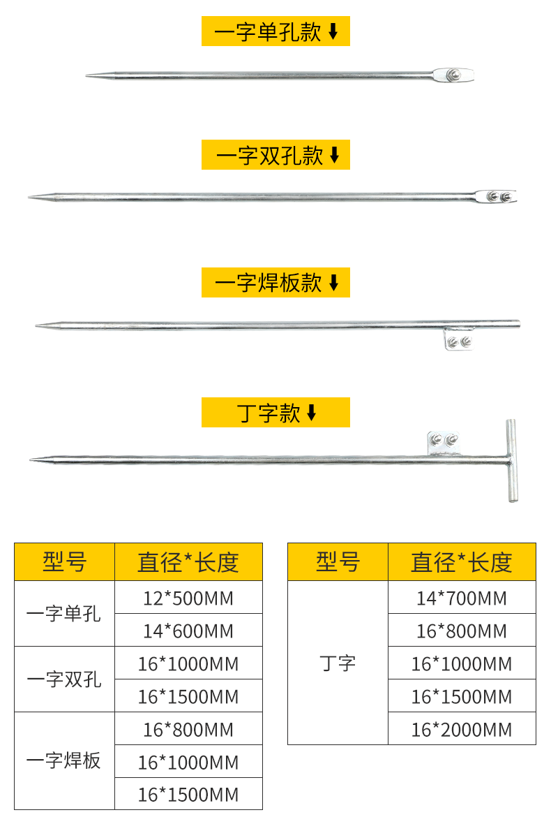 热镀锌丁字接地针防雷接地极接地棒家用地线接地桩电力建筑避雷针丁字