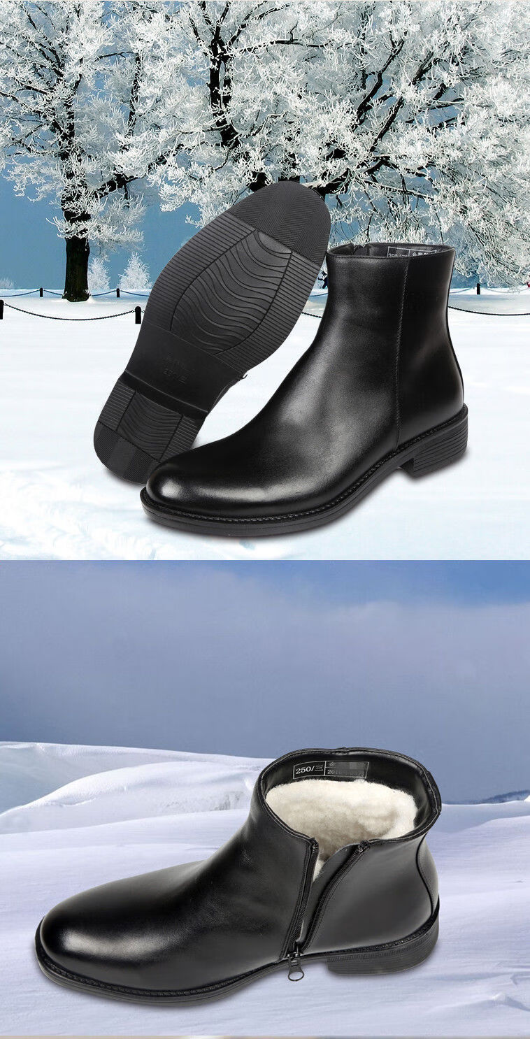 作训靴冬季加厚棉鞋士皮靴校尉加绒皮鞋皮高帮保暖爸爸鞋马丁靴 黑色