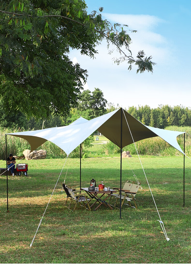 天幕帐篷原始人旗舰同款户外露营防雨遮阳棚加大5米休闲防晒沙滩凉棚