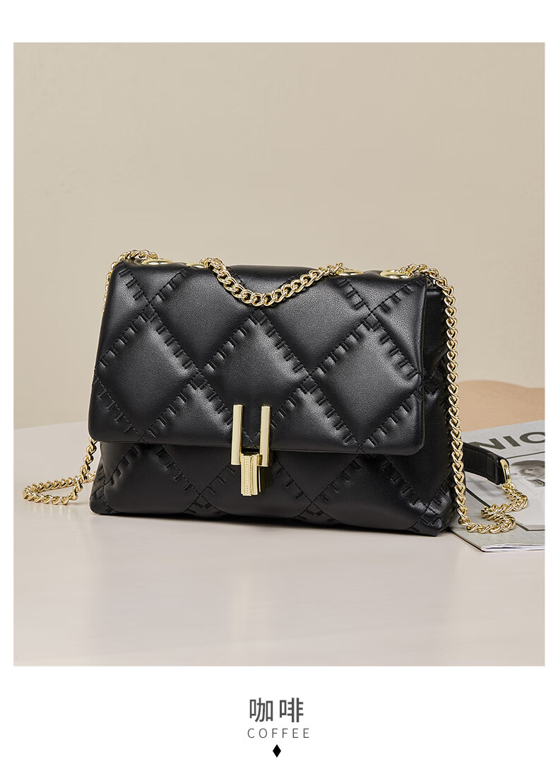 昭奢牛皮包包奢饰品女包时尚单肩包流行小香风链条包女士斜挎包女包潮