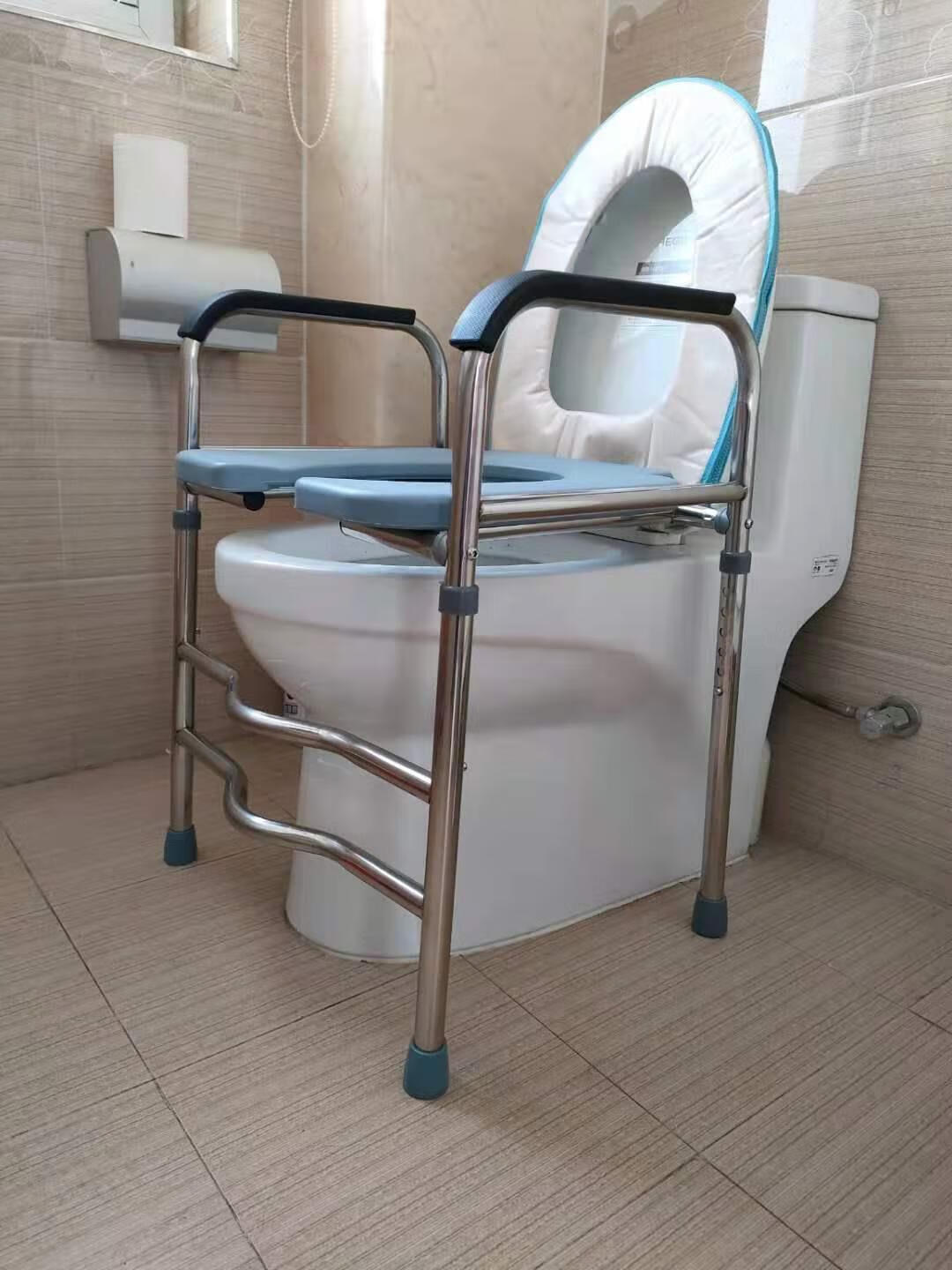 老人坐便器马桶椅子卫浴残疾人厕所扶手增加支架移动增高器简易双梁u