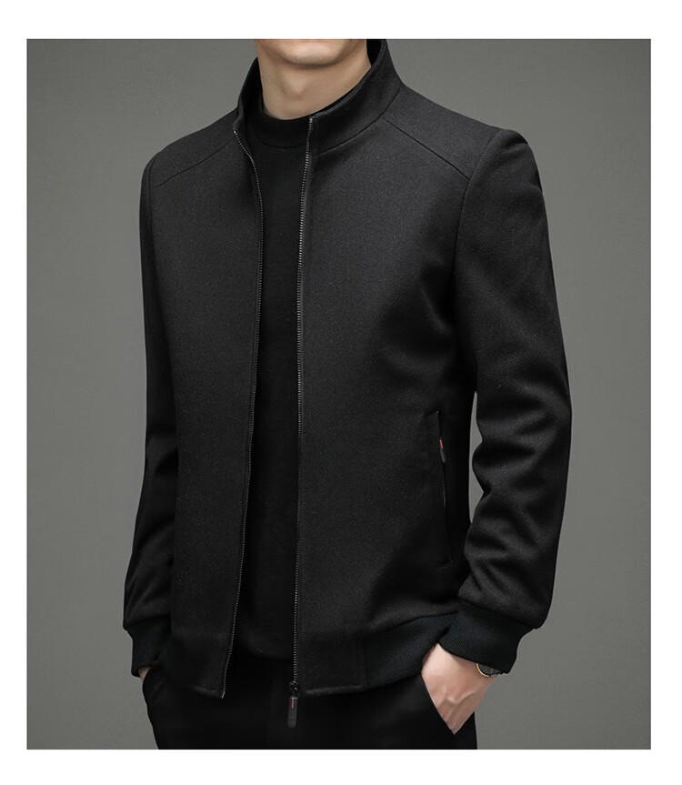 虎都男装2022冬季新款夹克中青年简约休闲纯色长袖立领拉链外套上衣