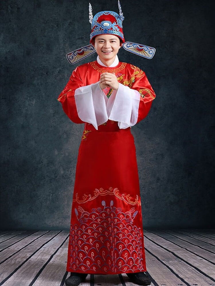 女驸马状元服凤冠霞帔中式婚礼新郎新娘服装帽子结婚古装戏服演出