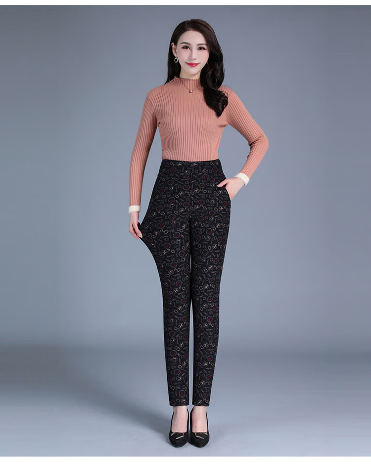 老太太高腰棉裤外穿妈妈中老年人弹力羊羔绒保暖女士加绒打底美体裤