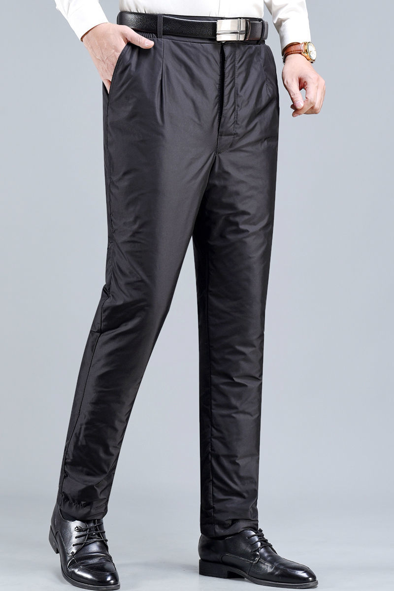 冬季羽绒裤男2021冬季新款中老年高腰加厚裤冬季外穿爸爸裤宽松白鸭绒