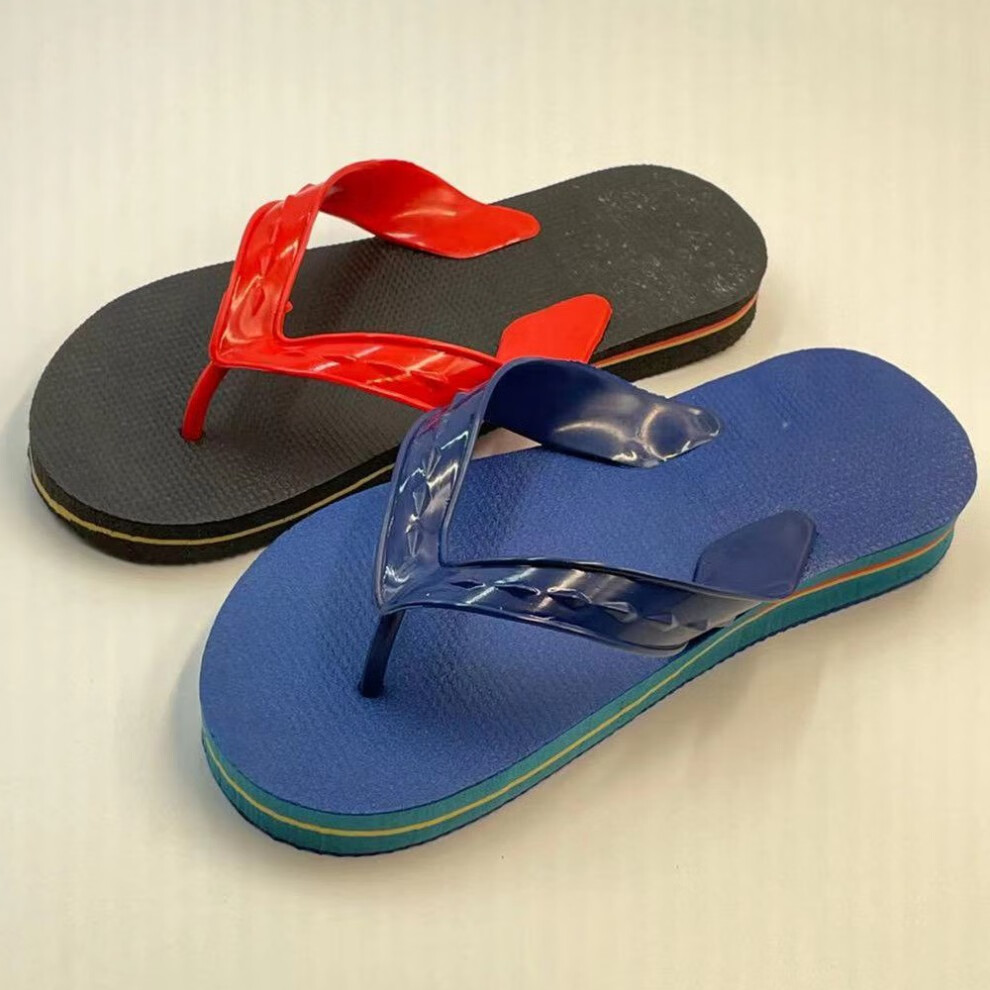 十字拖鞋男夏潮流人字拖男厚底湛江人字拖雷州拖鞋红踏沙滩凉鞋 蓝色