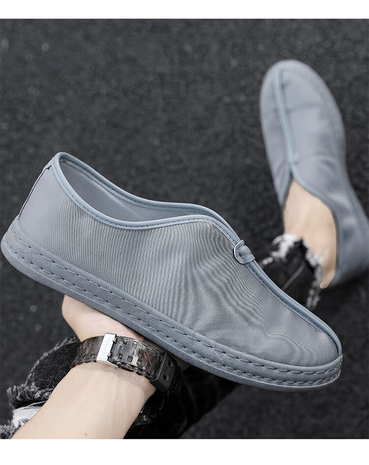 渔夫鞋中国风男鞋夏季新款渔夫鞋男驾车鞋一脚蹬懒人软底卡其色39