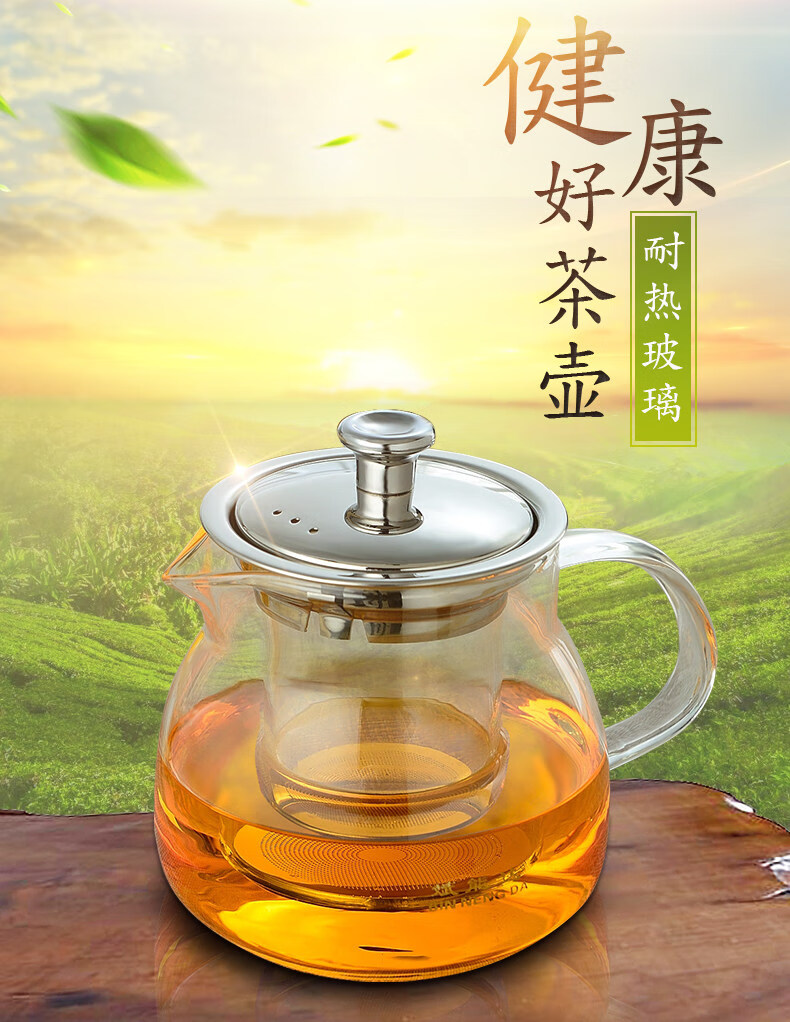 斌能达茶壶耐热高温养生壶玻璃电煮茶壶黑茶煮茶器加厚小容量家用茶具