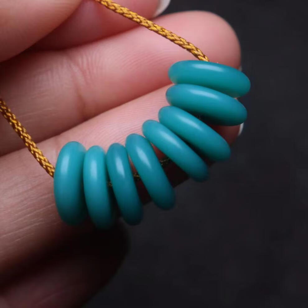 凌盛雪巴琉璃果冻料绿松色隔片隔珠菩提佛珠手串108长串diy文玩配饰件