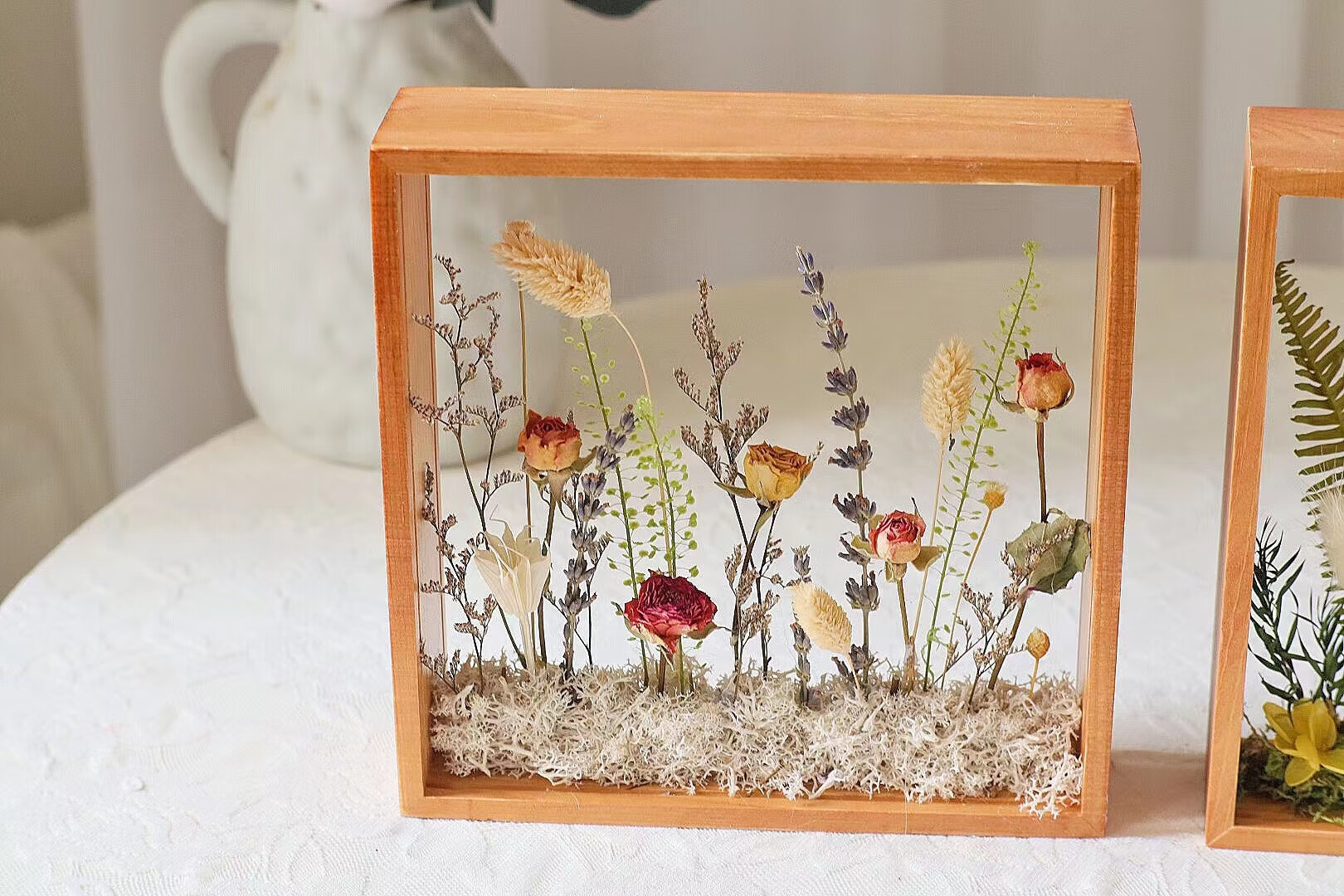 悦即花艺立体相框干花永生花团建手工diy花材包材料母节520礼物和煦
