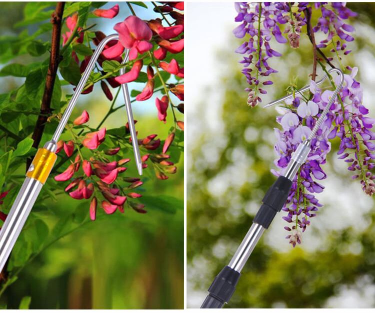 毅鹏摘香椿槐花钩子不锈钢伸缩采摘杆多功能采摘香椿槐花工具2019新款