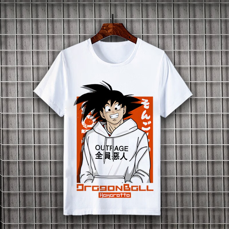 2022年春季七龙珠短袖t恤潮牌联名龙珠衣服儿童成人悟空体恤衫上衣 白