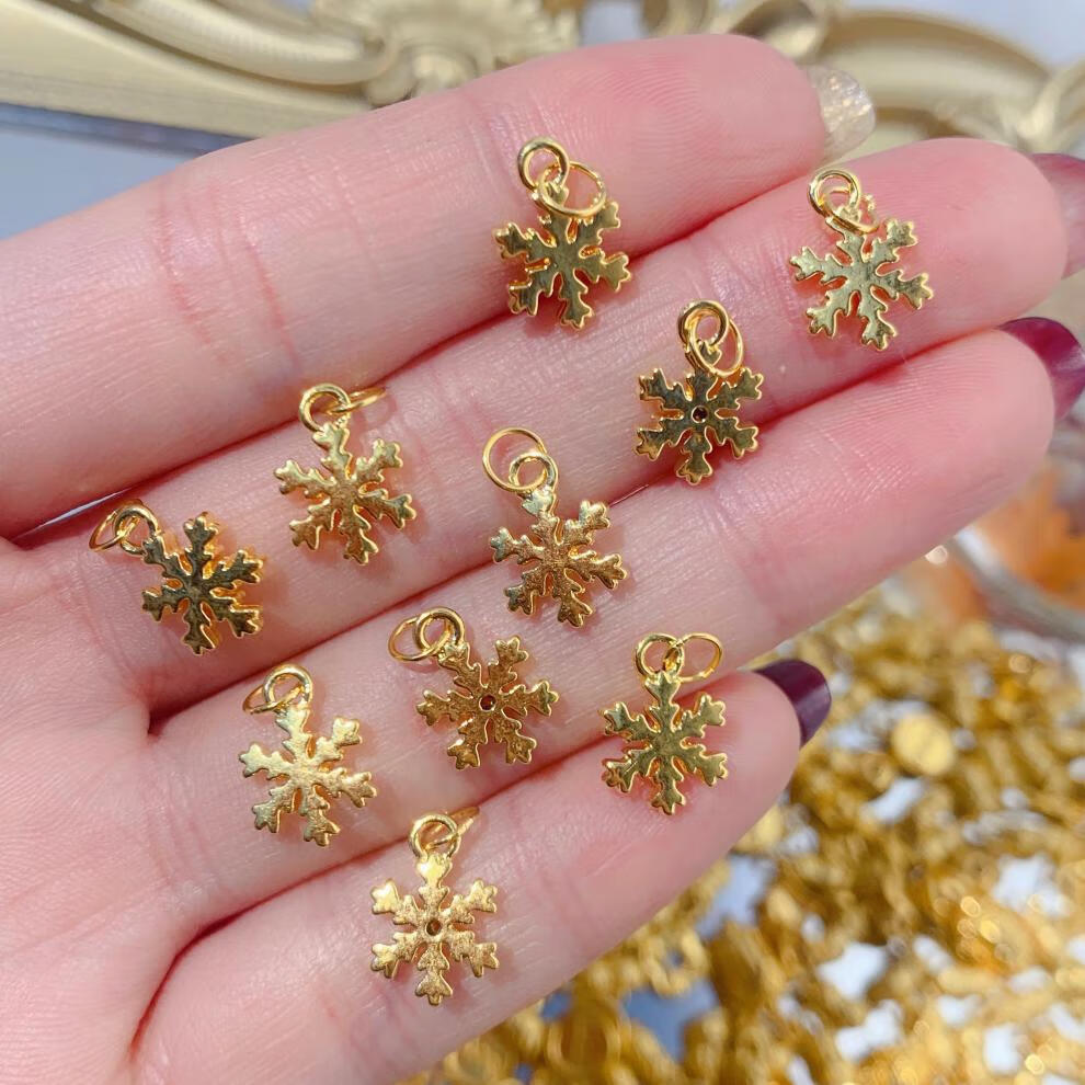 【中国金行】 zgjh 黄金999足金雪花吊坠圣诞硬金小套链女锁骨链平安