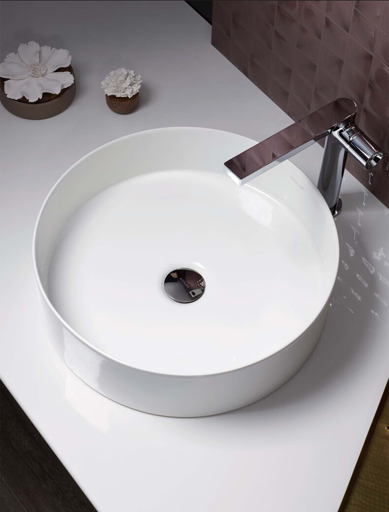 科勒台上盆圆形k90012t0家用陶瓷洗脸盆洗手盆新款时尚艺术台盆玫瑰金