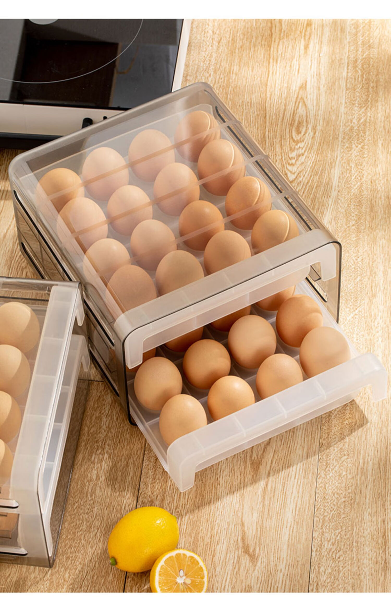 日本冰箱专用鸡蛋收纳盒抽屉式放鸡蛋盒子架托防摔厨房保鲜盒神器抽屉