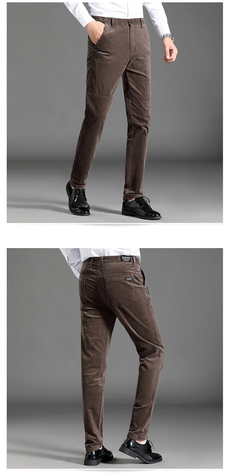 lecen乐岑高端品牌灯芯绒休闲裤男装2021年秋冬季纯色男士直筒条绒