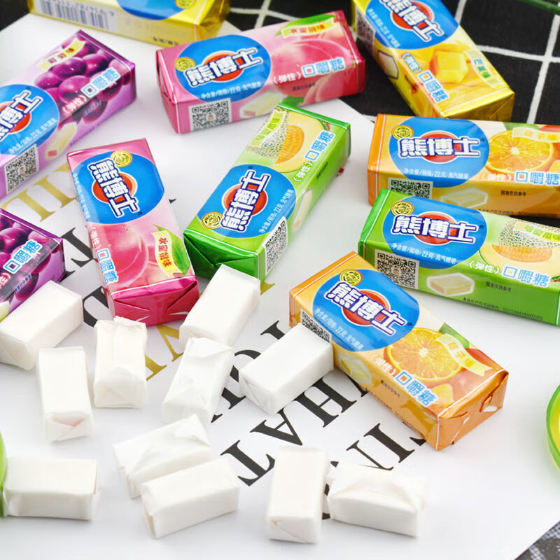 徐福记口嚼糖3盒儿童糖果葡萄水蜜桃软糖网红休闲食葡萄味36条3盒