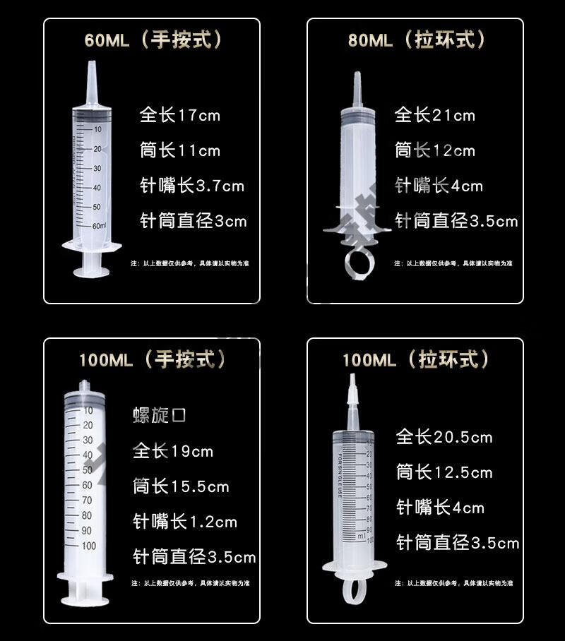塑料注射器胃管灌肠鼻饲流食助推器大号大容量喂食针管针筒30毫升3支