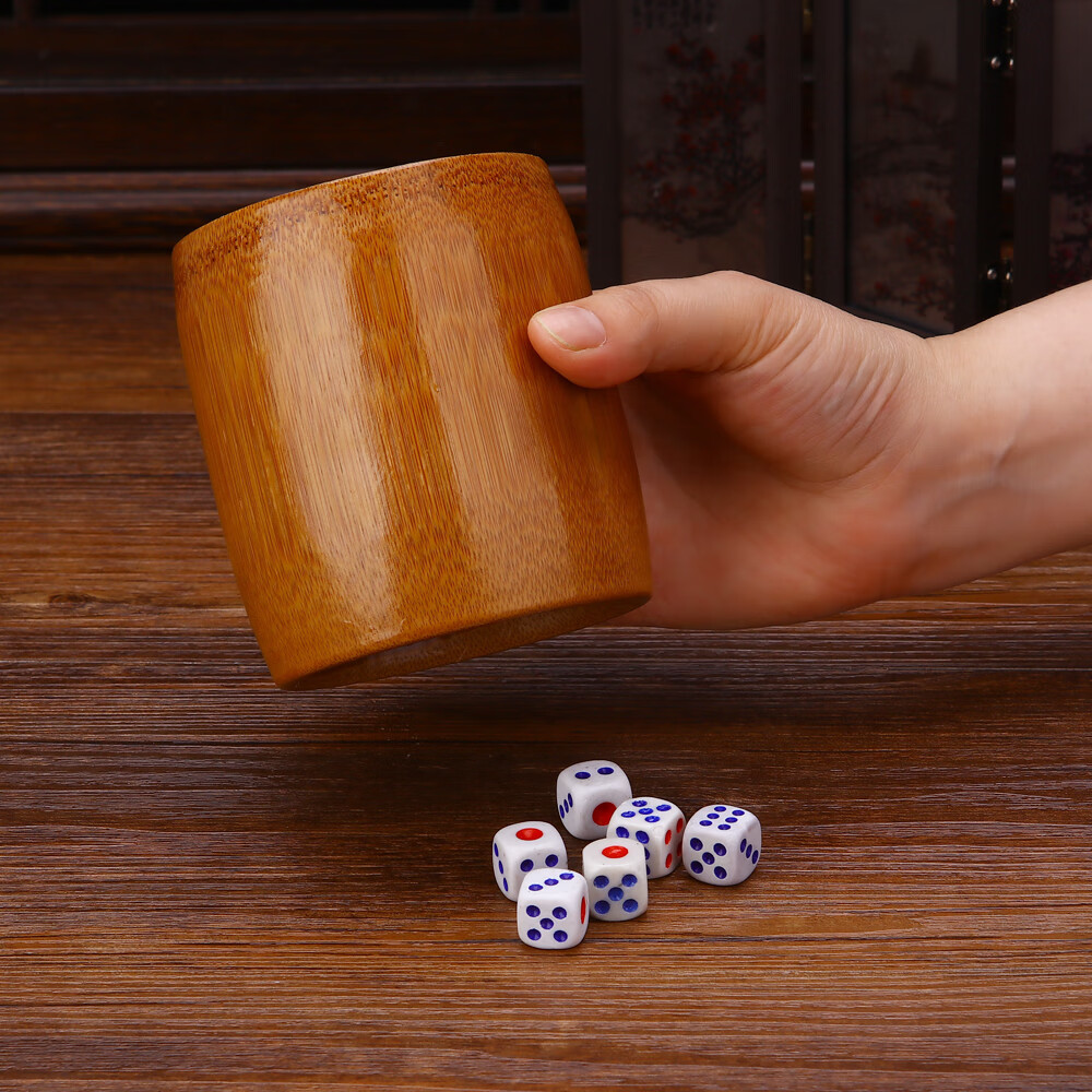 竹木筛盅筛筒tv骰盅酒吧用品摇色子筒色子骰子摇盅甩盅色盅 碳化竹