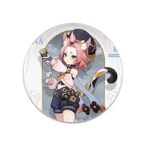 动漫原神周边钟离迪奥娜胡桃甘雨达达利亚莫娜烟绯二次元胸针 3个 星
