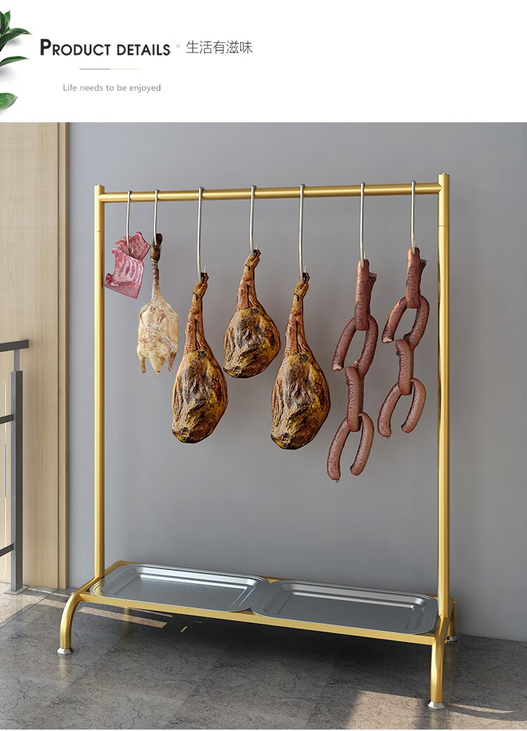 香肠腊肉晾晒架不锈钢挂肉架室外悬挂香肠鸭子晾晒架家用阳台腊肉风干