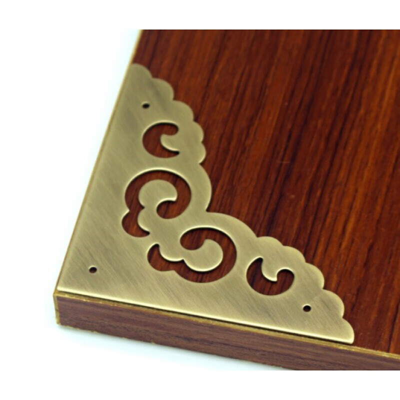 中式仿古柜门纯铜包角家具铜配件桌子铜护角樟木箱铜角花铜片08mm厚