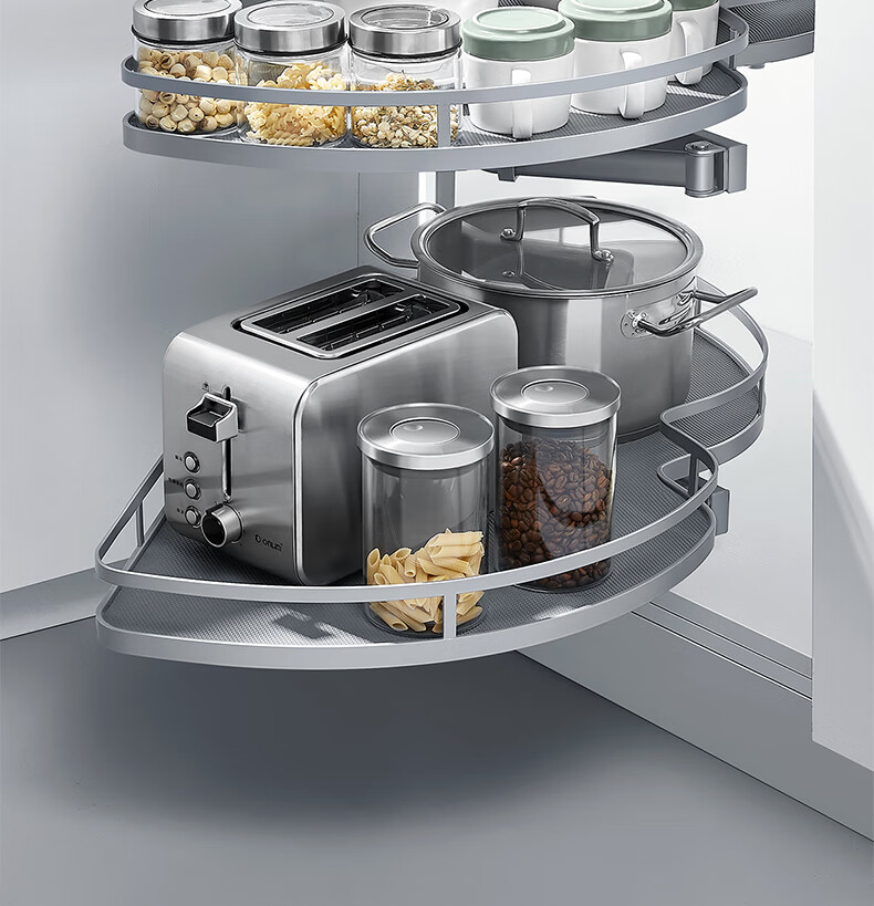 悍高higold 厨房橱柜转角拉篮900柜体阻尼旋转收纳置物架拐角飞碟调味