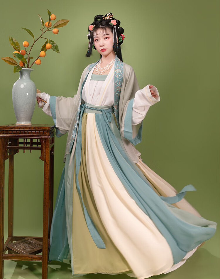 月舞花溪 传统汉服女宋制短褙子齐腰破裙新品中国风 红长裙 l码