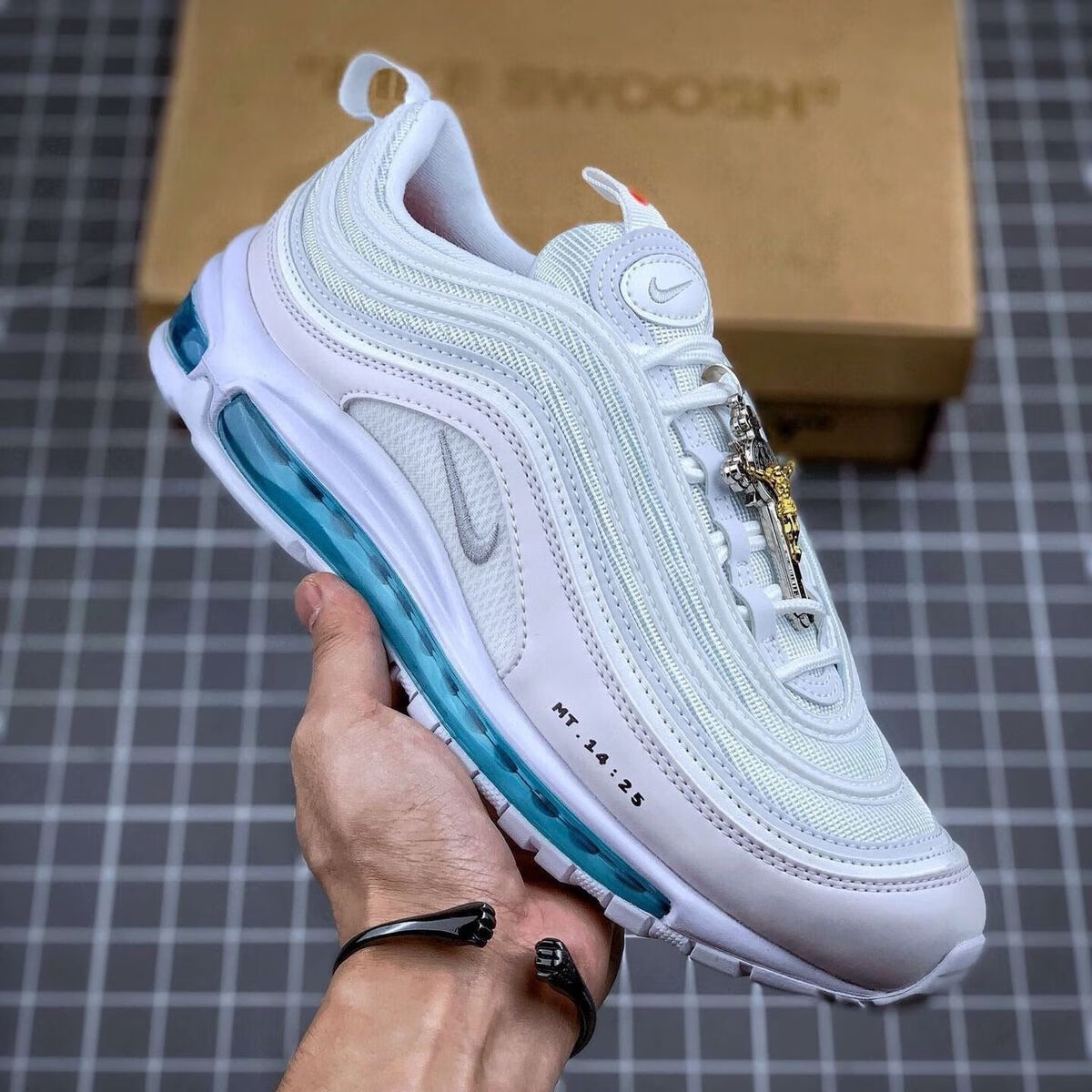 air max97南海岸串标银联名3m反光运动鞋男女全掌气垫跑步鞋 白炫彩