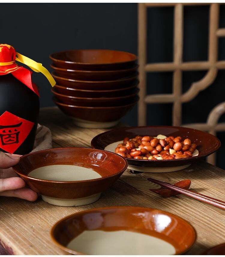 土碗老式土陶碗酒碗仿古土陶碗复古土碗陶粗碗土陶餐具扣肉蒸碗家用