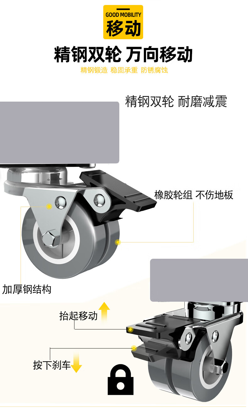 万向轮加高双开门专用支架 【双管4双轮】适用多开门冰箱【图片 价格