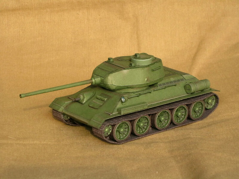 t-34/85中型虎式坦克军事模型纸模型1:35 手工图纸二战题材纸模套装