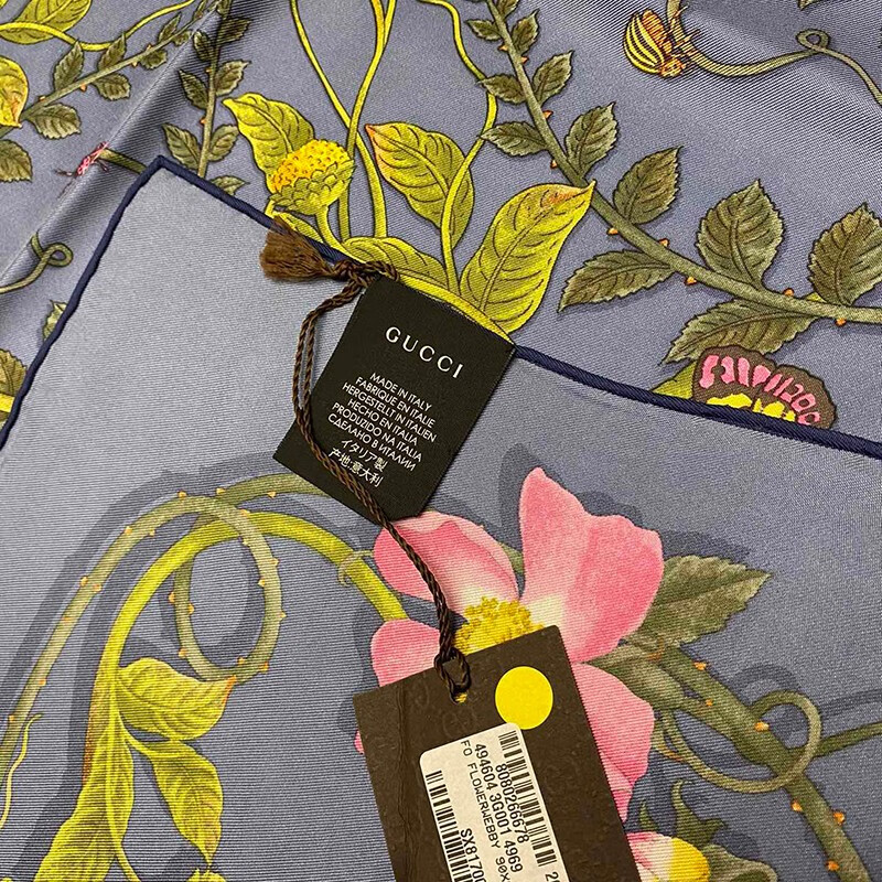 精品gucci古驰女士花卉丝巾ah印花9090