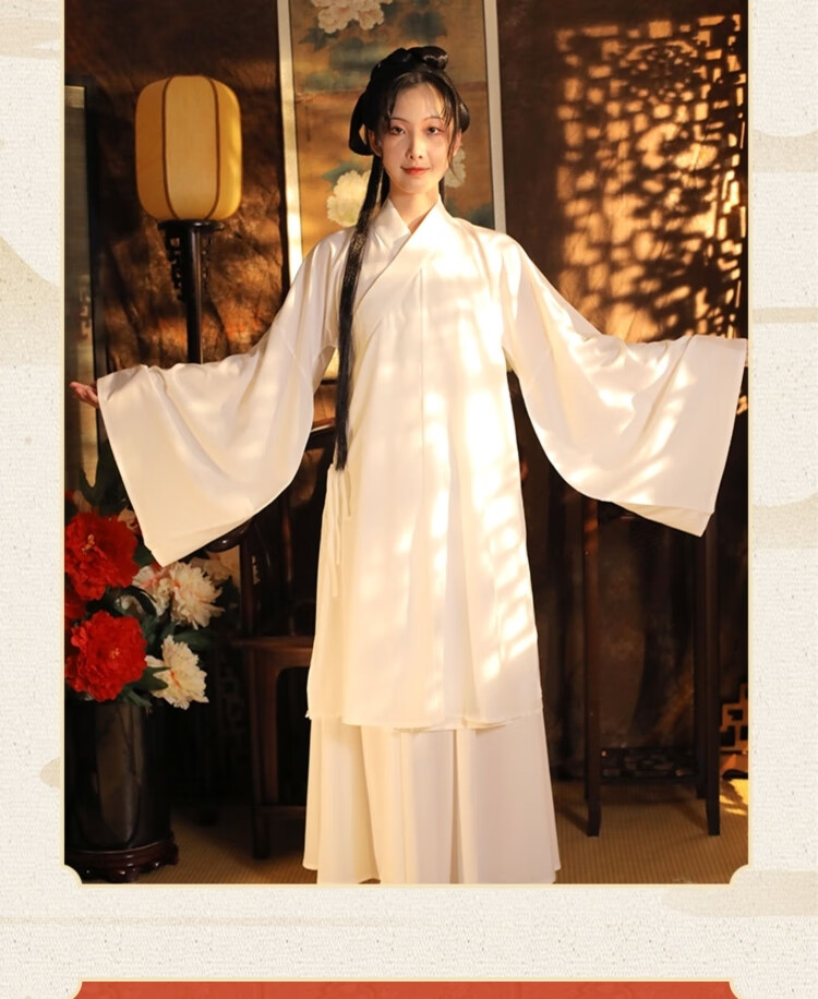 路麦恩现货汉宫记汉服中衣中裤套装男女白色内搭打底春秋冬衣情侣款