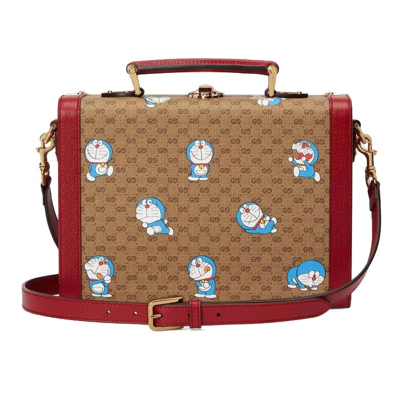 gucci古驰女包2021新春新款哆啦a梦中号手提化妆包单肩包633587代购