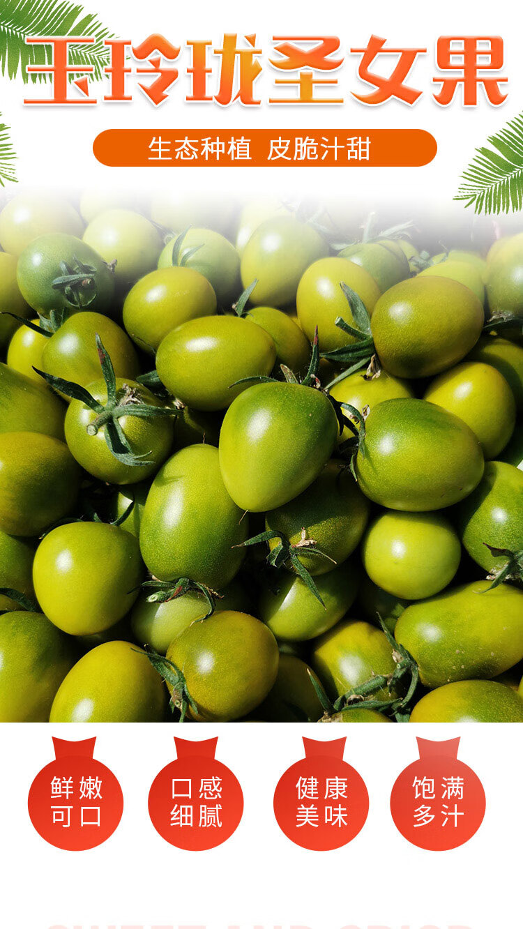青樱红荔圣女果小番茄新鲜绿千禧超甜小柿子孕妇生吃山东绿色青口蜜 1