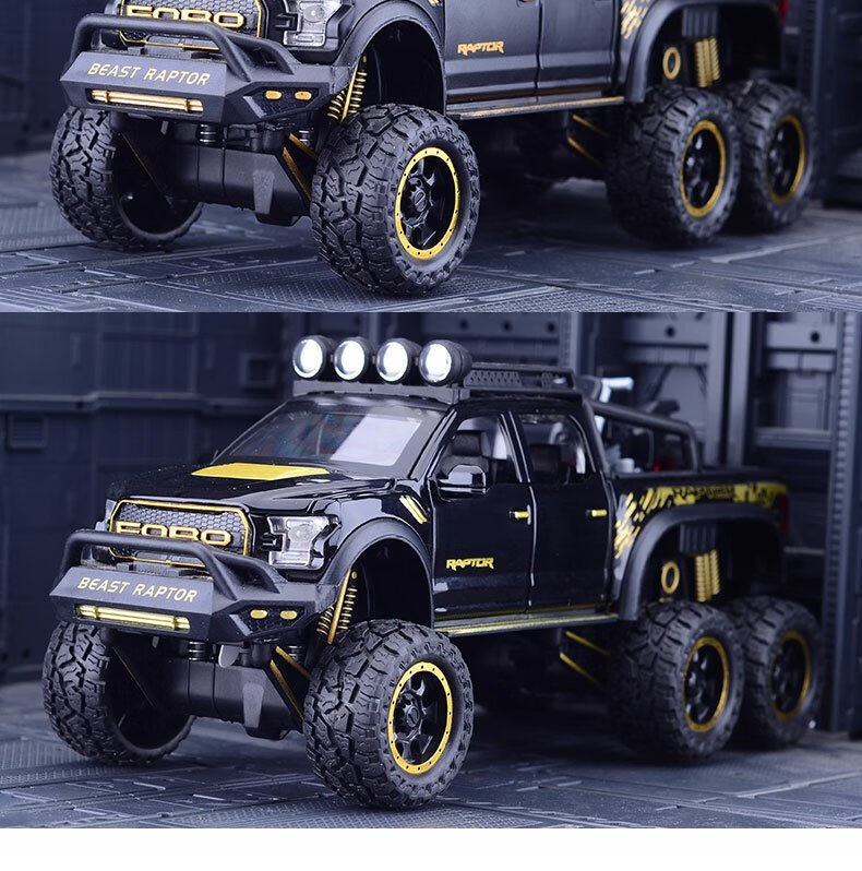 仿真福特猛禽f150改装版大脚怪越野车汽车模型玩具车合金车模男孩 六