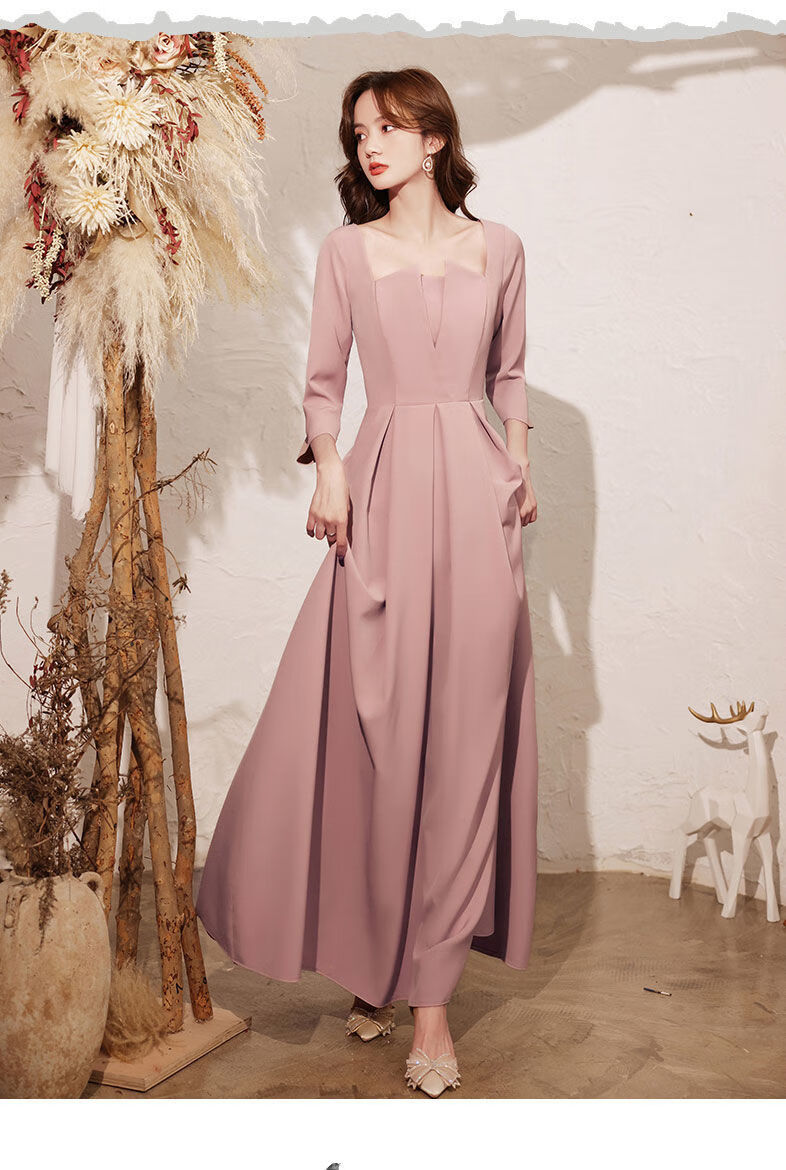 诗姿柔高端晚礼服女2021新款秋冬宴会气质年会显瘦连衣裙平时可穿伴娘