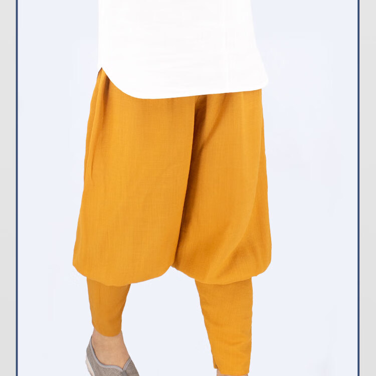 僧裤夏季薄款免绑腿男冰丝僧人尼姑裤子女透气出家人和尚裤短褂裤 浅