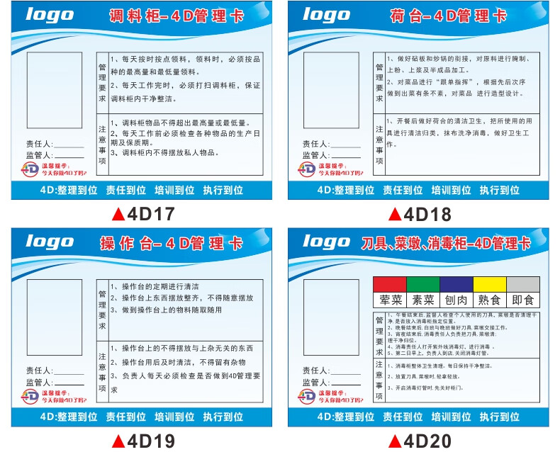 餐厅厨房4d管理卡标识牌提示牌学校幼儿园厨房标示牌餐厅酒店饭店卫生