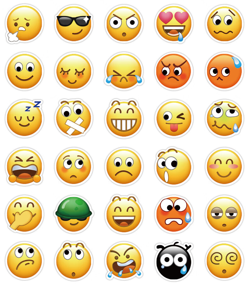 流汗黄豆贴纸迷你60张微信emoji表情包贴纸黄豆流汗创意水杯笔记本
