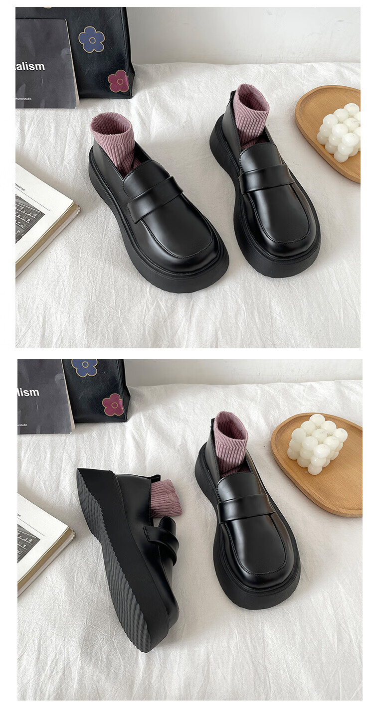 乐福鞋皮质特征:漆皮鞋头款式:圆头风格:学院风制鞋工艺:胶粘鞋鞋底