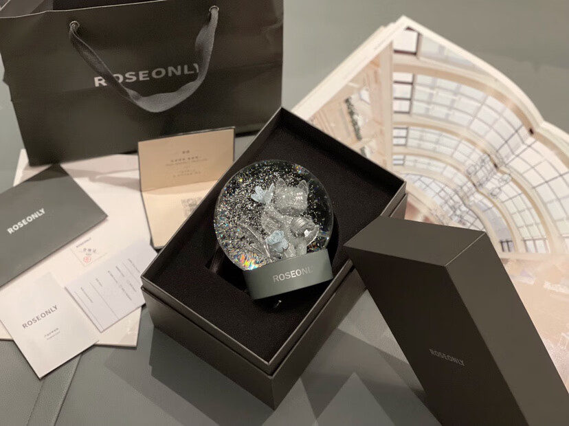 roseonly水晶球roseonly家居水晶玻璃球永生猫咪蝴蝶礼盒生日礼物客厅