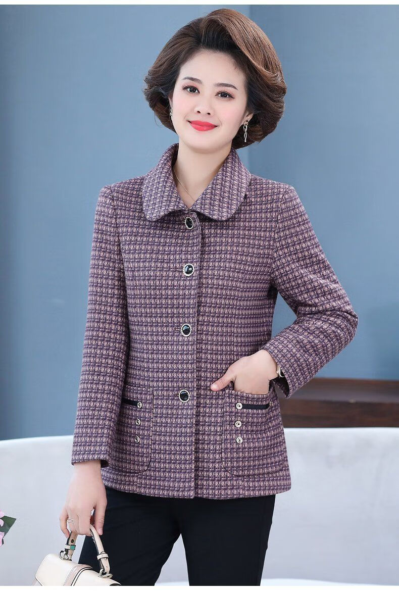 秋衣外套中年人妇女士中年常规款外套洋气50岁60中老年女装大码春秋