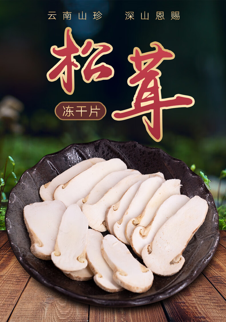 新鲜松茸冻干片79cm云南特产香格里拉松茸菌干货菌松茸干片
