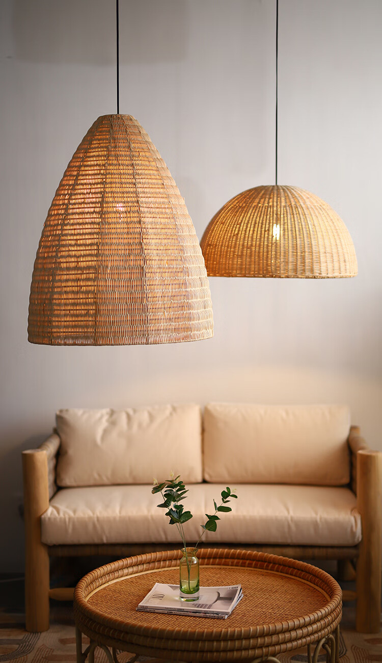 民宿风藤编壁灯简约创意网红壁挂装饰灯卧室床头过道楼梯藤艺灯具吊灯